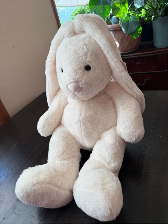 NWT Plush Cream Long Ears Large Bunny Stuffed Animal - Soft Cuddly Kids Toy
