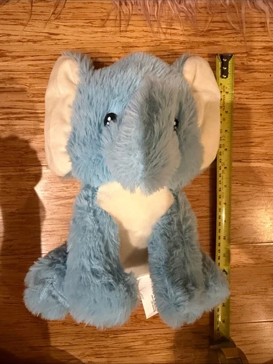 Light Blue Plush Elephant Toy with Cream Ear Accents