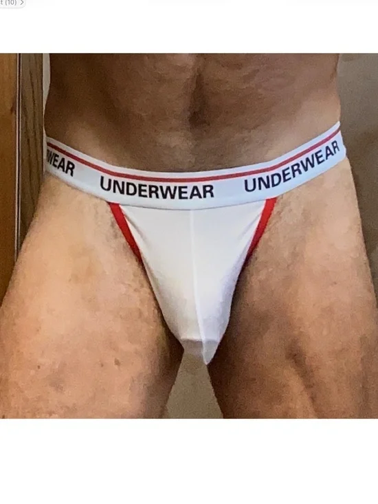 Thong, white with red edging, large