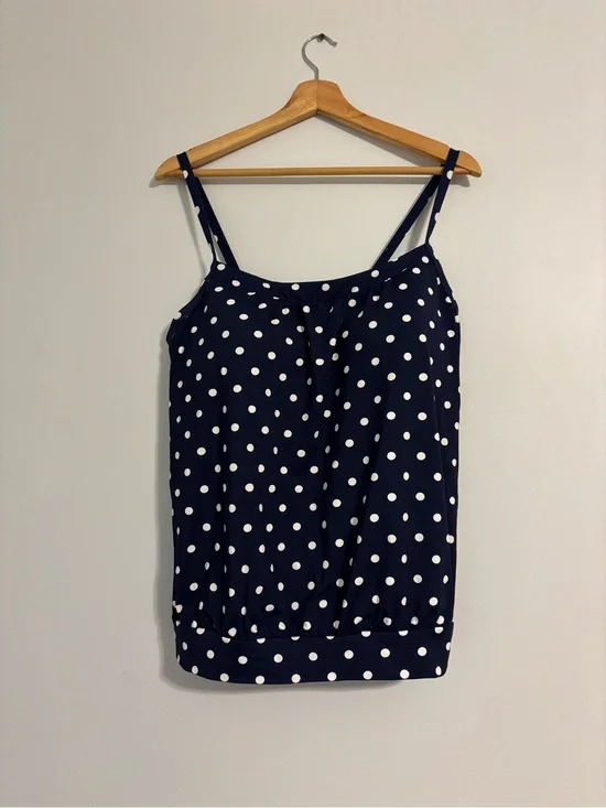 Lands' End Women’s Chlorine Resistant Blouson Tankini Swimsuit Top - Size 14