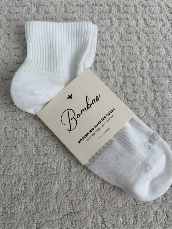 Bombas Modern Rib Quarter Socks - White