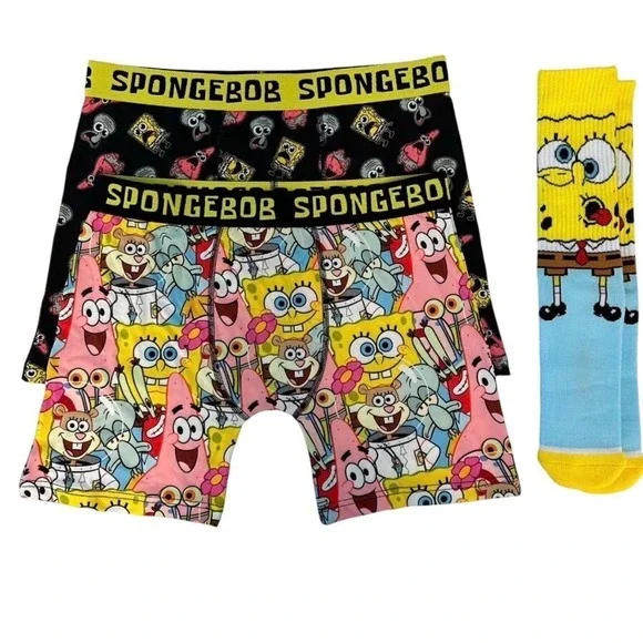 SpongeBob SquarePants‎ Boxer Briefs and Socks 3pc Set Mens XL Multicolor NEW