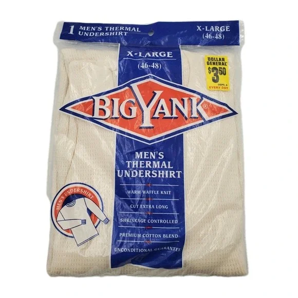 Vintage Big Yank Thermal Undershirt Long Johns‎ Size XL 46-48 NOS 1997