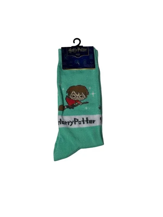 Harry Potter Crew Socks Mint Green Flying Wizard One Size 6-12 NWT