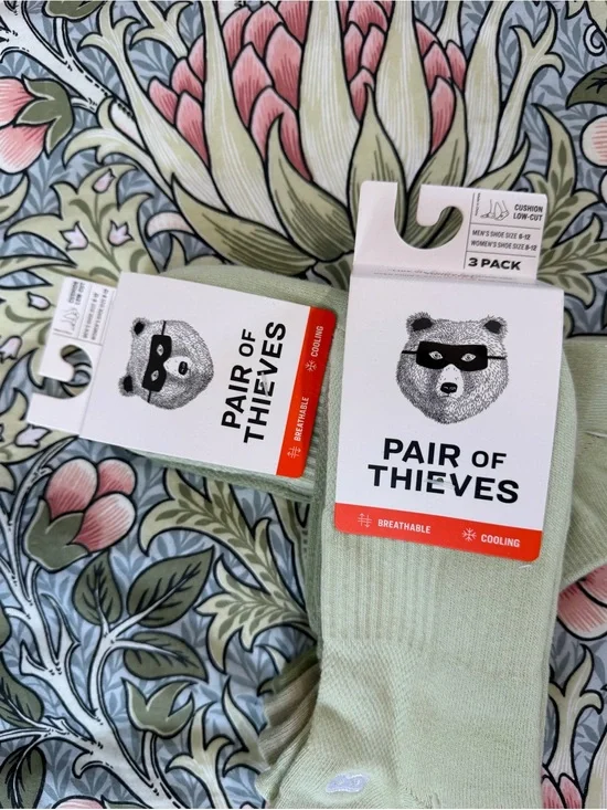 Pair Of Thieves 3-Pack Men’s Green Colour Low-Cut Socks.Size:M6-12/W 8-12.2Pack!