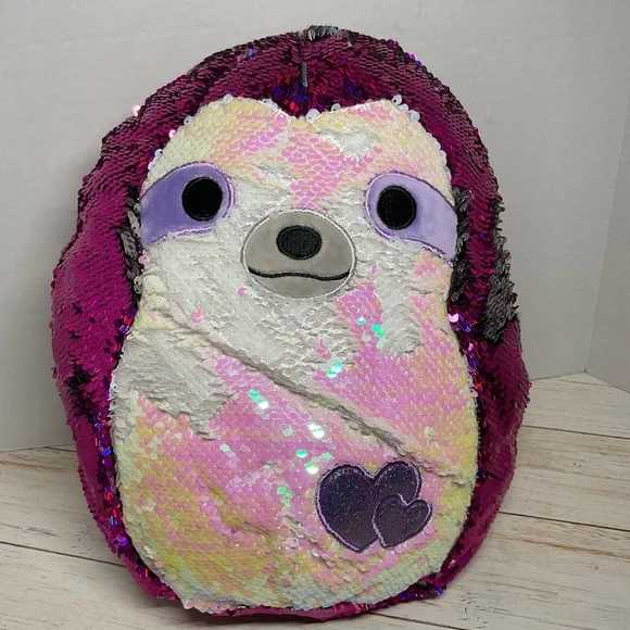 Squishmallow Reversible Sequin Sloth 13” Plush Pink Silver Purple Stuffed Animal