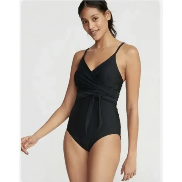 Old Navy Wrap Style Black One Piece Swimsuit‎ Size Medium