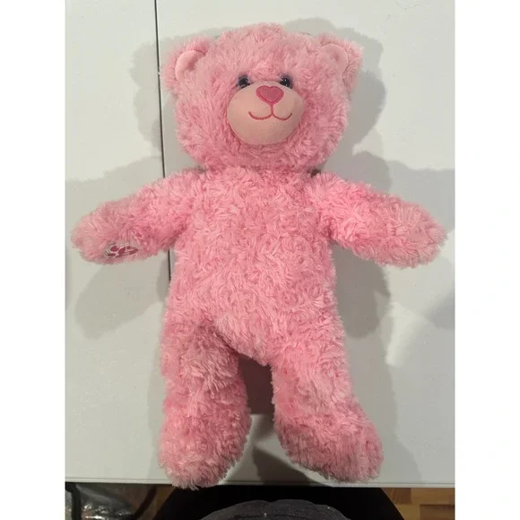 Build-A-Bear Workshop Pink Shimmer Teddy Bear Plush Heart Nose 024663 1066637
