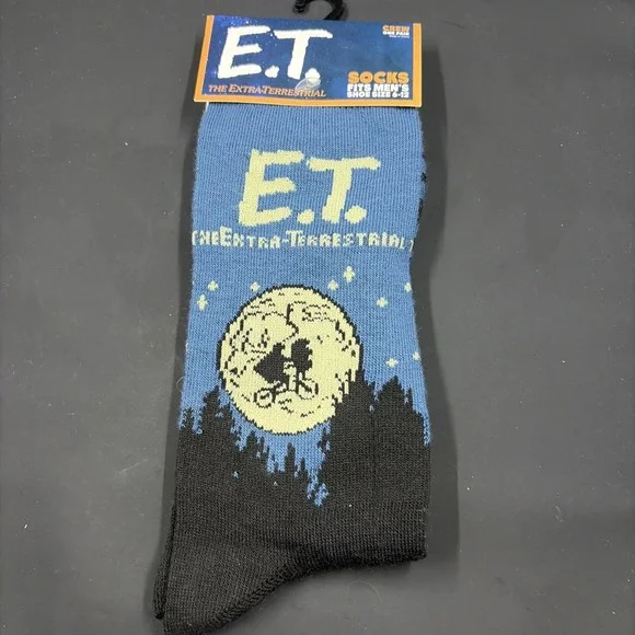 ET Movie Extra Terrestrial Men's Novelty Crew‎ Socks Fits Men's US 6-12