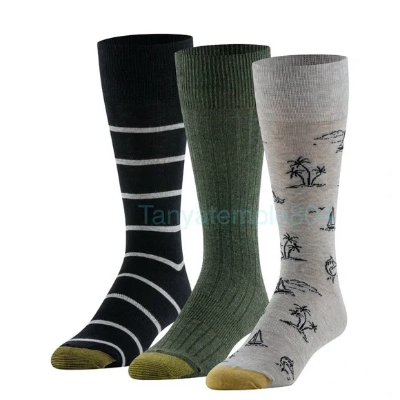 GoldToe Edition Mens Island Crew Socks Assorted, 3 Pack