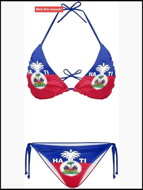 Triangle Bikini Set Tie Side Halter Swimsuits Oversized Bandeau Bathing Suit