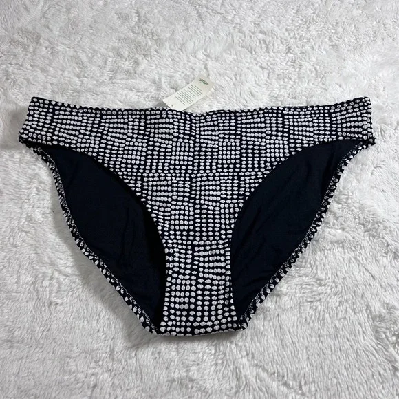 Aerie Women's Black White Polka Dot High Waisted Bikini Bottom XL‎ Swimwear New