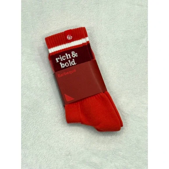 Chick-fil-A Originals Barbeque Rich & Bold Red Crew Socks New Novelty Unisex‎