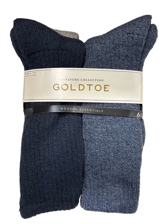 Gold Toe Solid Color Socks Dress Crew Casual Work NWT 6 Pack Men's Sz L 6-12.5