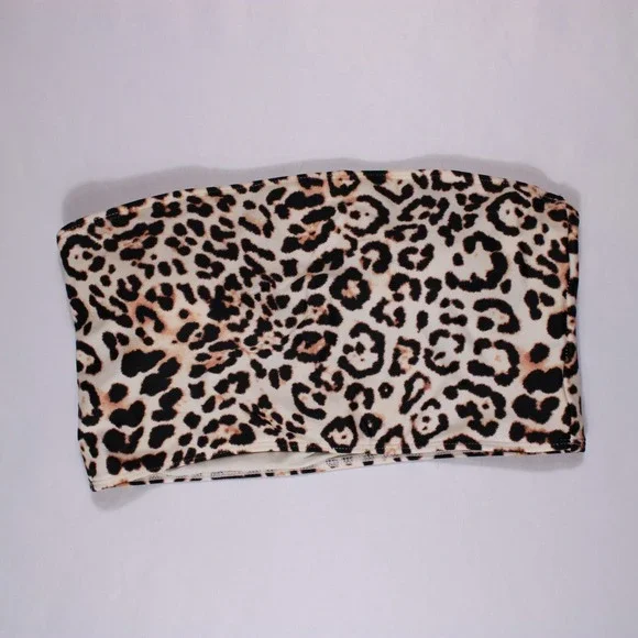 Forever 21 Swimwear‎ Womens Size Medium Cheeta Print Top Tanning Summer Stretch