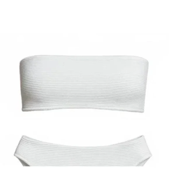 Rumer the Label Cassidy Bandeau‎ Bikini Top White Ribbed Textured NWT