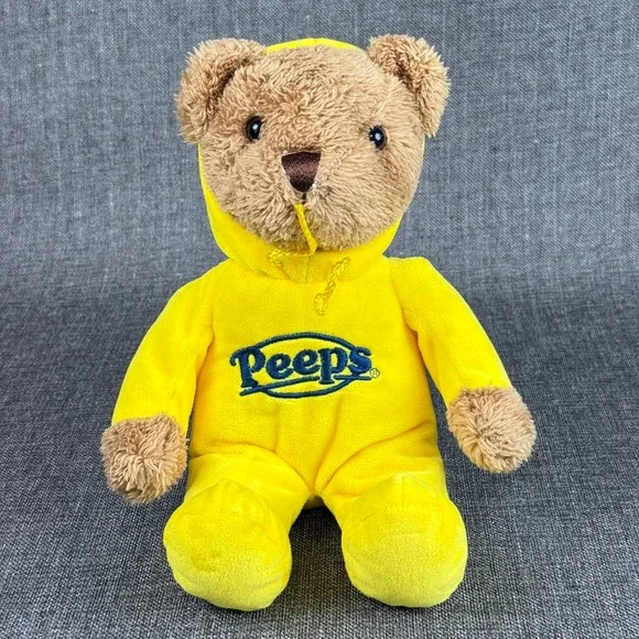 Peeps Teddy Bear Plush Yellow Hoodie Onesie Tan Brown Just Born 2016 Excellent