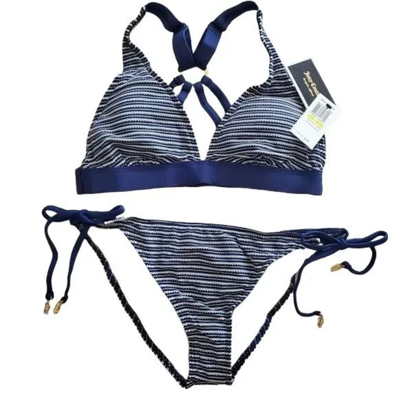 Juicy Couture Swim‎ Set Couture Riviera Tie Side Bikini & Halter Bra Sz Medium
