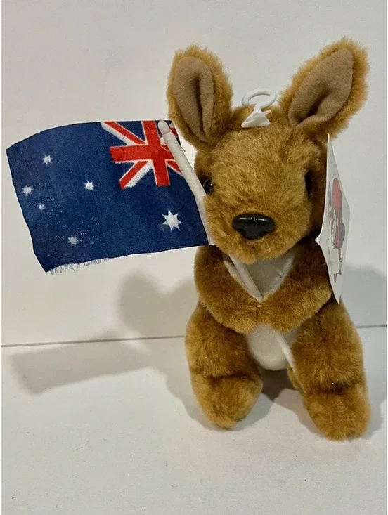 Jumbuck Australian Flag Kangaroo Plush toy Vintage Brown Collectible
