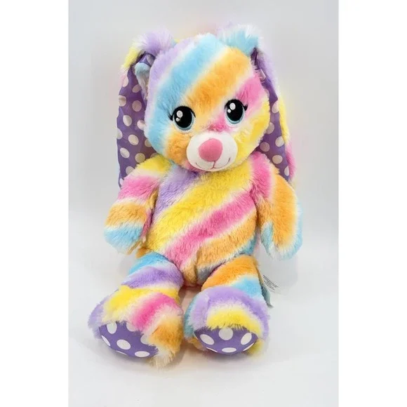 BUILD A BEAR PASTEL RAINBOW STRIPES BUNNY RABBIT 17