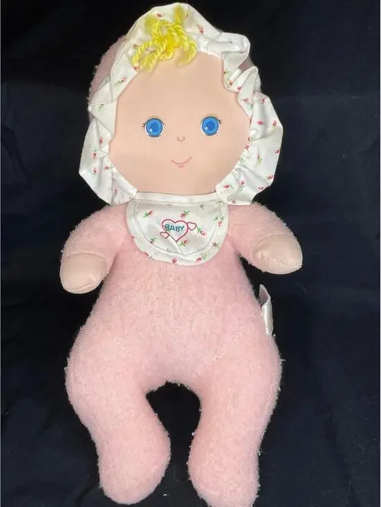 Vintage 1989 Baby Softouch Plush Baby Doll Wamby Inc Pink Nursery Toy