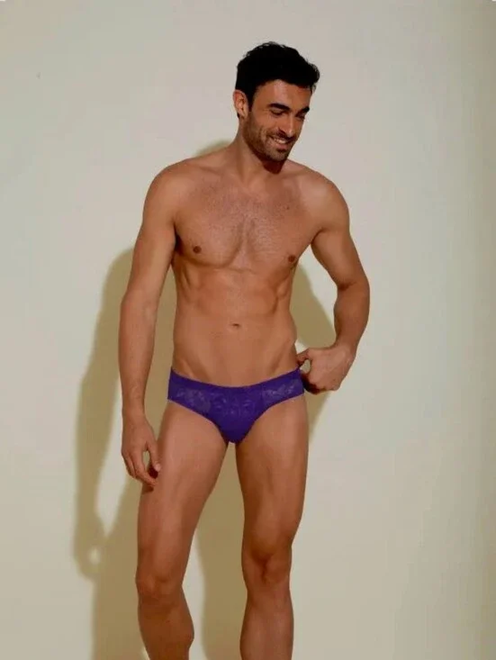 Cosabella Men's Lace Bikini Briefs - Purple