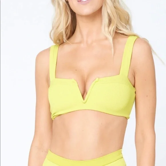 NWT L*SPACE Lee Lee Bikini Top Apple Green