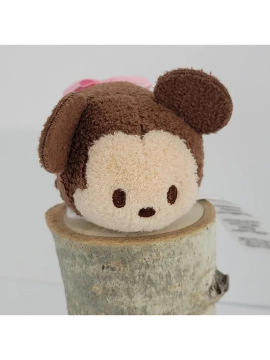 Disney Tsum Tsum Minnie Mouse Plush Toy with Pink Bow and Red Polka Dot Dress