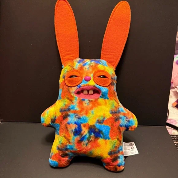Fuggler Rabid Rabbit Plush Unisex Medium Multicolor NEW Tie Dye Monster Toy