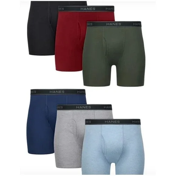 Hanes Men's Moisture Wicking Cotton Boxer Briefs #7349Q6 - Size Medium 32-34
