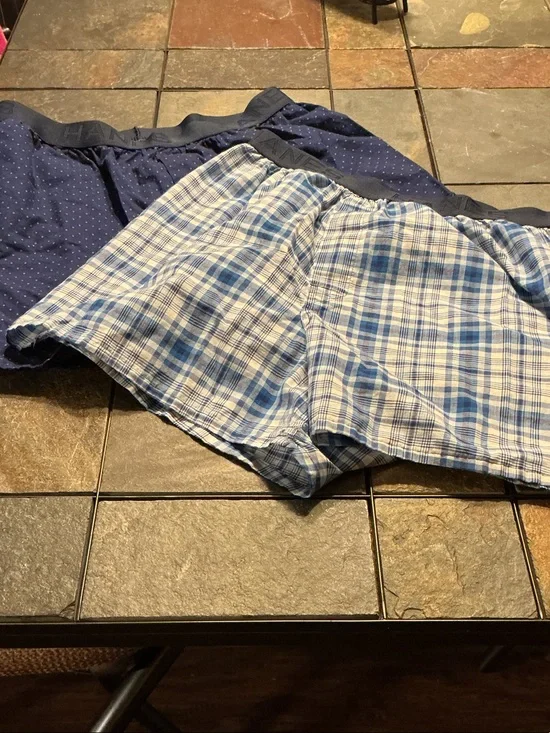 Hanes Men's Blue Plaid and Navy Dot Boxer Shorts - 2 Pack