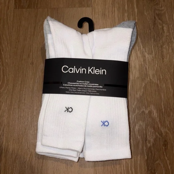 Calvin Klein Men’s Cushion Crew Socks 5 Pair Pack US 7–12 New in Package