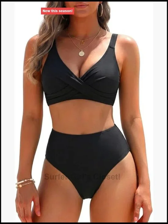 High Waisted Twist Front Bikini Set Push Up Two Piece Swimwear Ruched Tummy