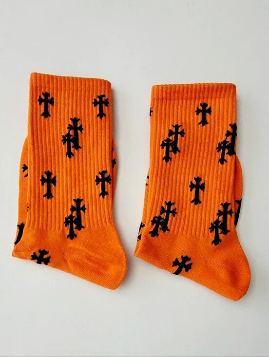 🧦Chrome Hearts🧡 Orange Crew Socks✨️