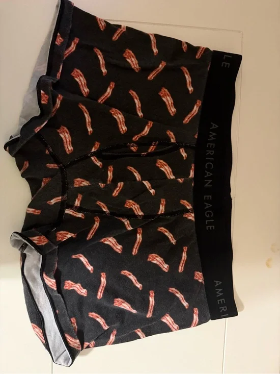 American Eagle Outfitters Black Boxer Briefs with Bacon Motif