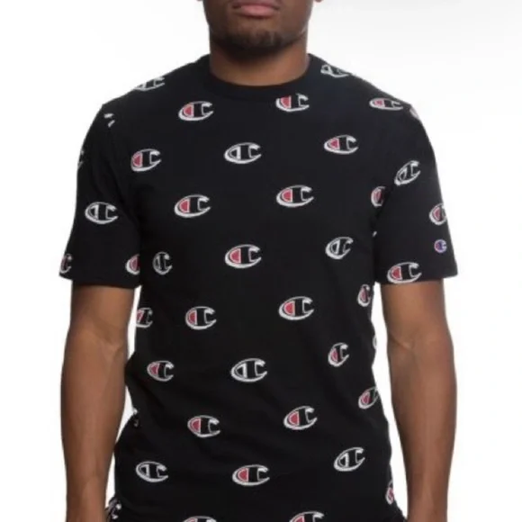 Champion all over black tee shirt size medium