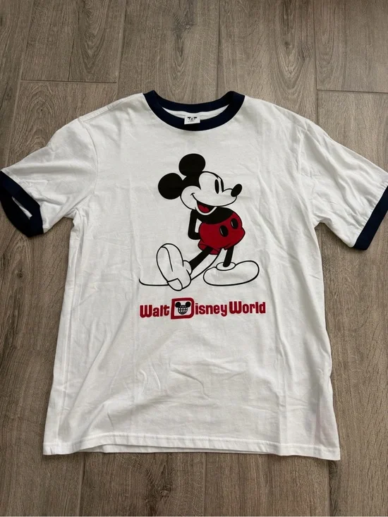 Disney White & Navy Mickey Ringer Tee