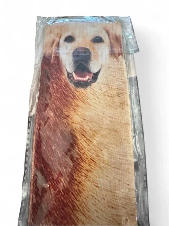 Casual Men’s Crew Socks with Dog Print - Brown/Tan