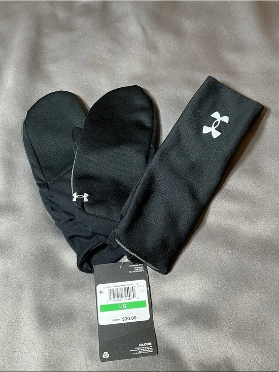 Under Armour Black ColdGear Mittens and Headband Set