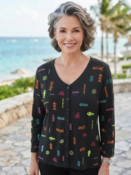 Ann Trinity EUC 100% Cotton Vintage Multi colored Embroidered &  sequin top XL