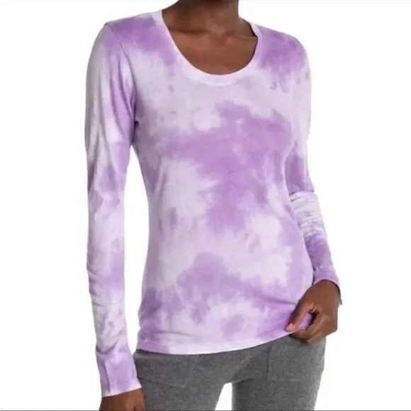 Sundry Purple and White Tie Dye L/S Shirt 1 NWT