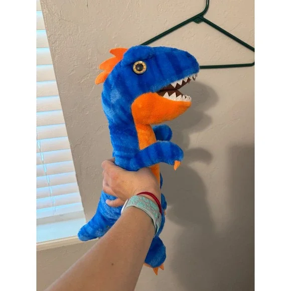 Build-A-Bear Workshop Blue Orange T-Rex Dinosaur Striped Plush Stuffed Animal