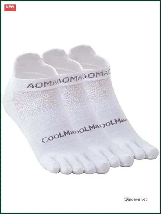 Coolmax Five Finger Toe Socks Athletic Running 3 Pairs
