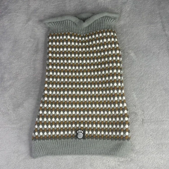 Dog Sweater Size Medium Grey‎ Brown White Honeycomb Knit Turtleneck Vest