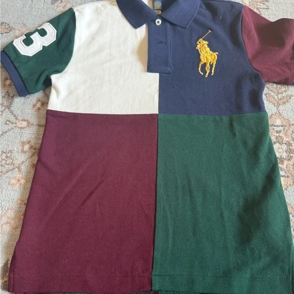 Ralph Lauren Green and White Polo Shirt Classic Style