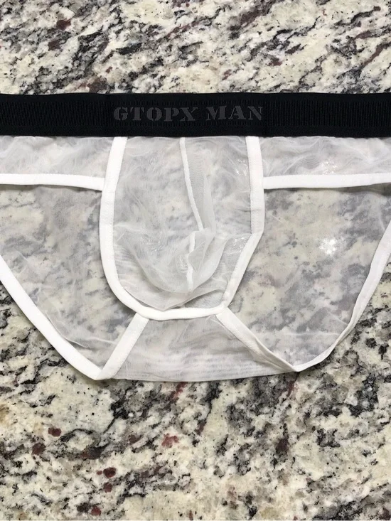 Mens sexy translucent sport briefs