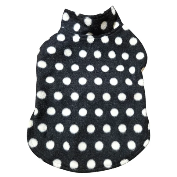 Fleece Black & White Polka Dot Dog Vest XS-S Retro Y2K