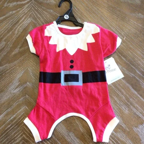 Pet Posse Santa Christmas Dog Pajamas Bodysuit Clothing Size Small