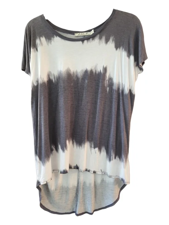 Chloe K Gray & White Tie-Dye Scoop Neck High-Low Tee - Size S