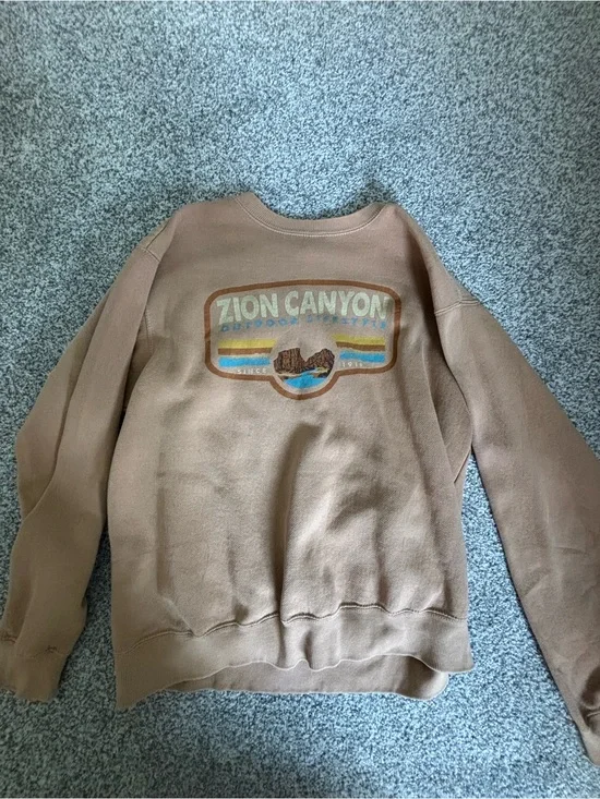 Zion Canyon Brown Graphic Crewneck Sweater